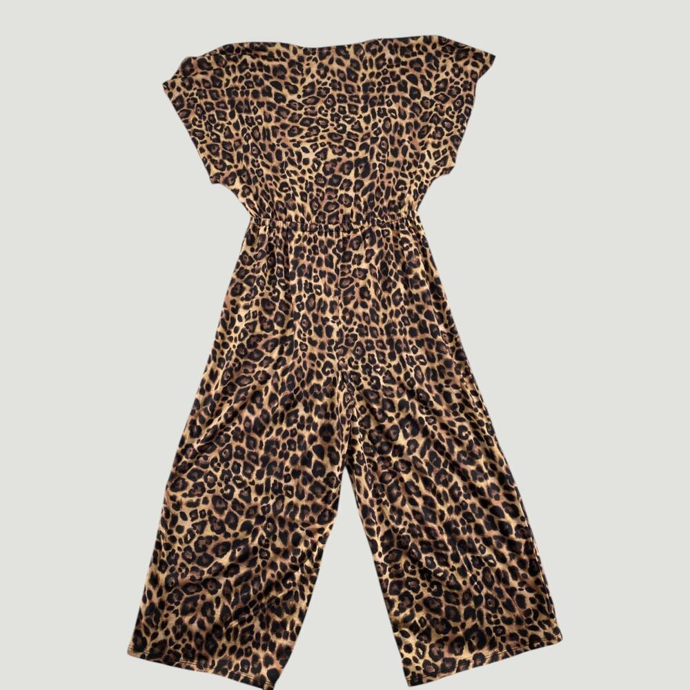 White House Black Market Leopard Print Wide Leg Jumpsuit Tie Front Small - Picture 5 of 5